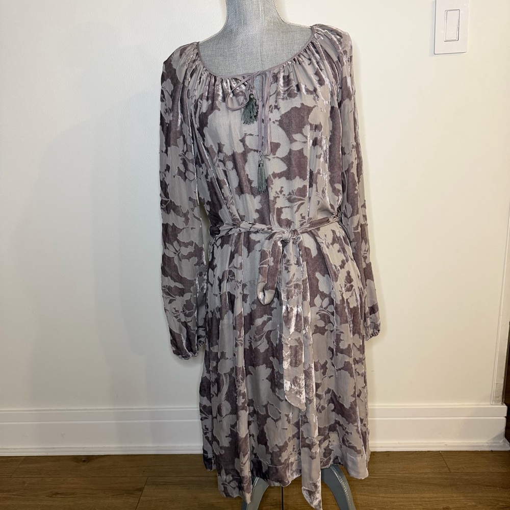 Johnny Was Jade Mauve Floral Long Sleeve Dress, silk and rayon , S